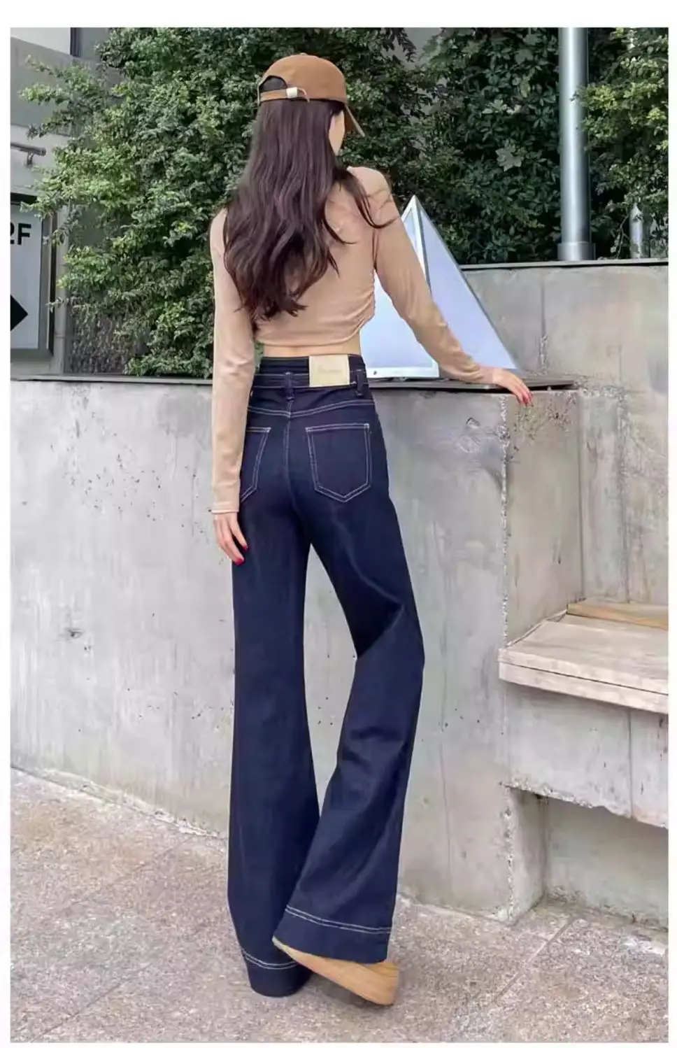 Korean Style Wide Leg Belly Tight Denim Pants Dark Blue 2025 — feature 21