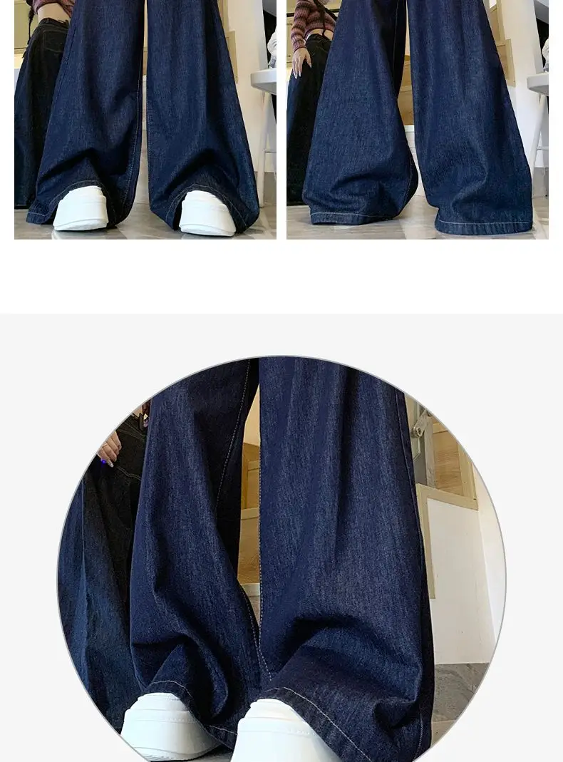 Dark Blue Wide Leg High Waist Pants for Women — feature 4