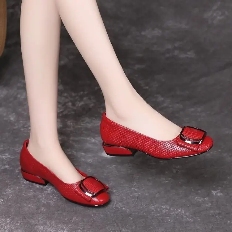 Women's White Leather Round Toe Heels Spring 2025