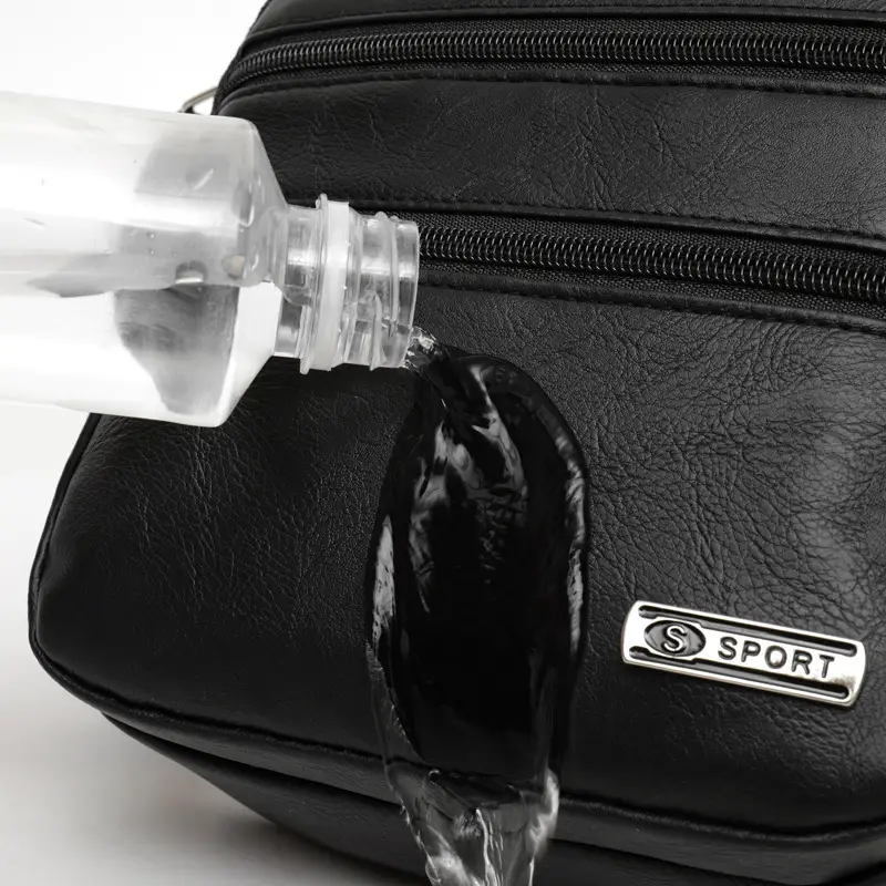 Men's Black PU Leather Shoulder Bag Large Capacity - Image 7