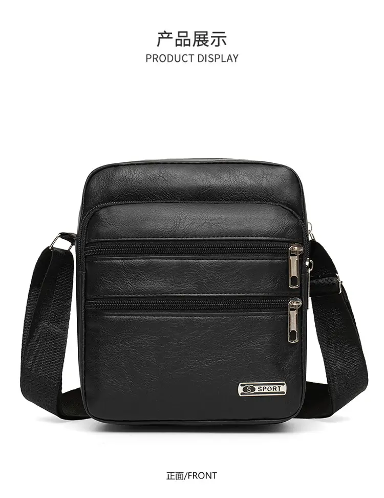 Men's Black PU Leather Shoulder Bag Large Capacity — feature 15