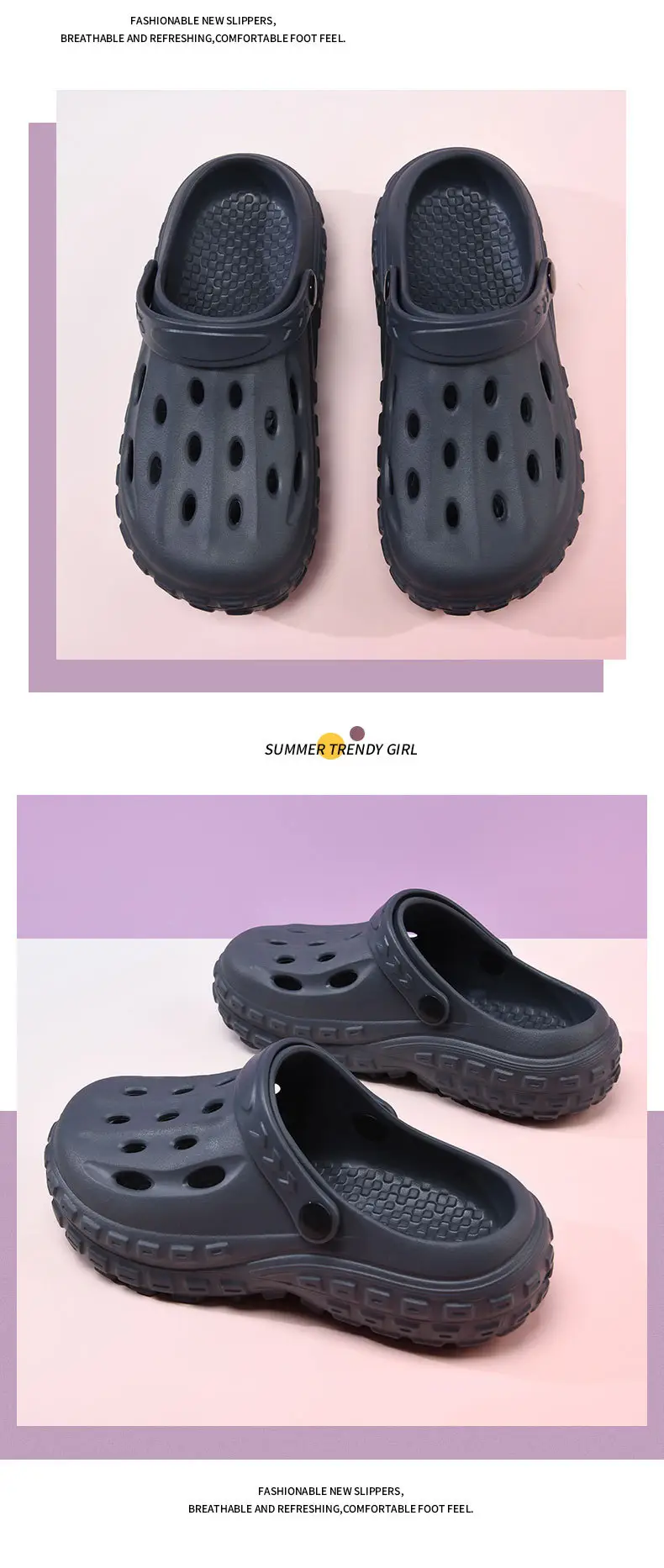 Hole Shoes Women's Summer Thick Sole Increased Wear-resistant Non-slip Breathable Baotou Tops EVA Outer Wear Non-smelly Foot Couple Sandals — feature 8