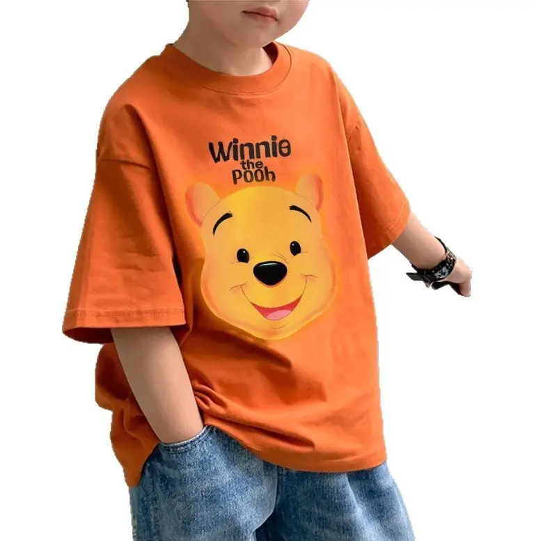 2025 Kids Cotton T-Shirt Orange Cartoon Print