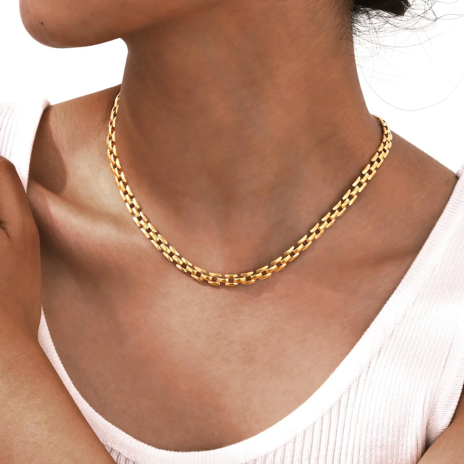 Golden Cross-Body Clavicle Necklace for Women - Image 4