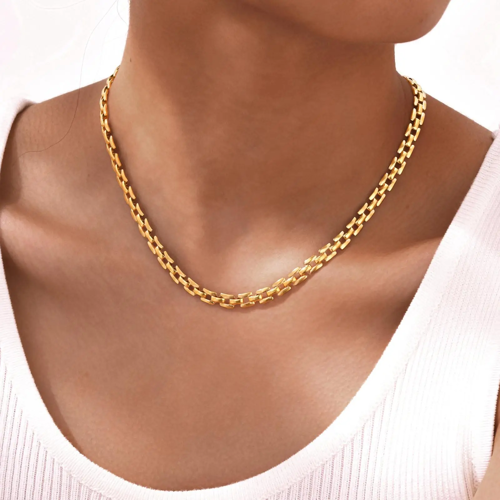 Golden Cross-Body Clavicle Necklace for Women - Image 5