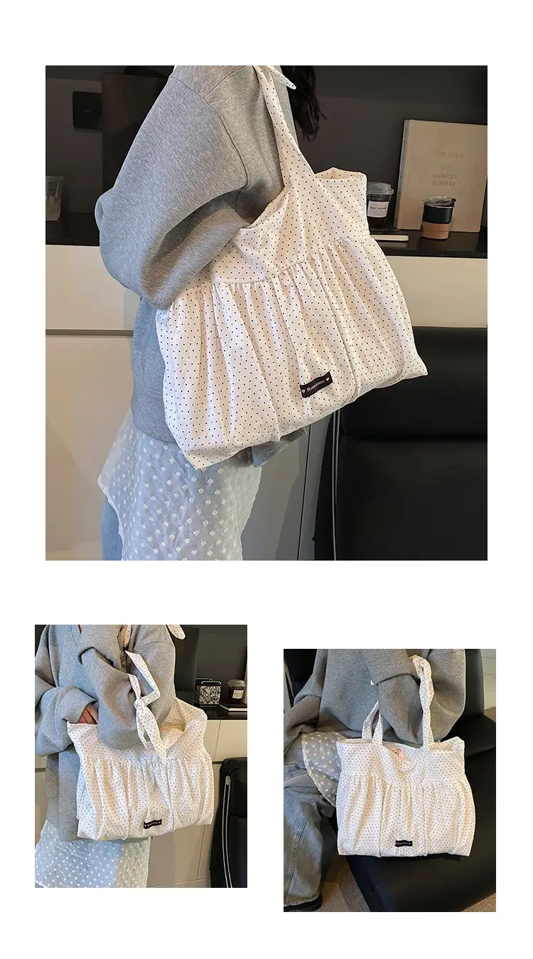 Grey Ruffled Shoulder Bag for Women Large Capacity — feature 10