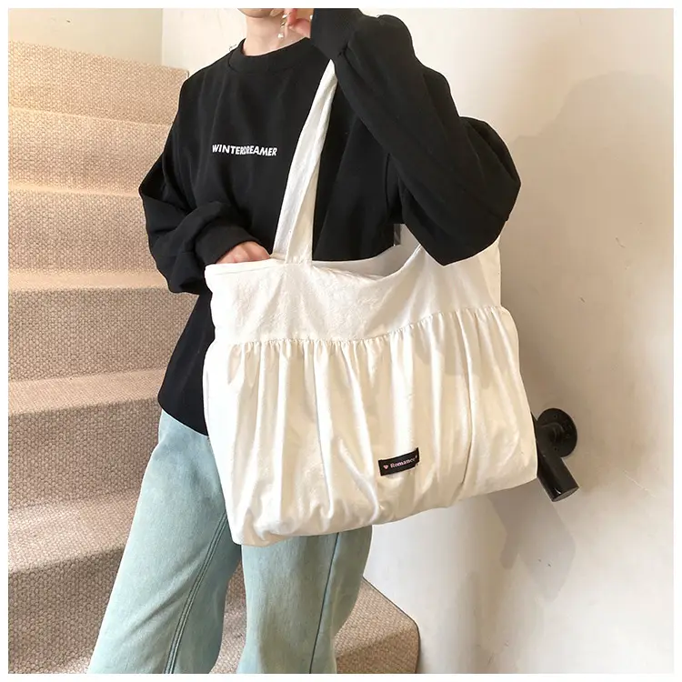Grey Ruffled Shoulder Bag for Women Large Capacity — feature 20