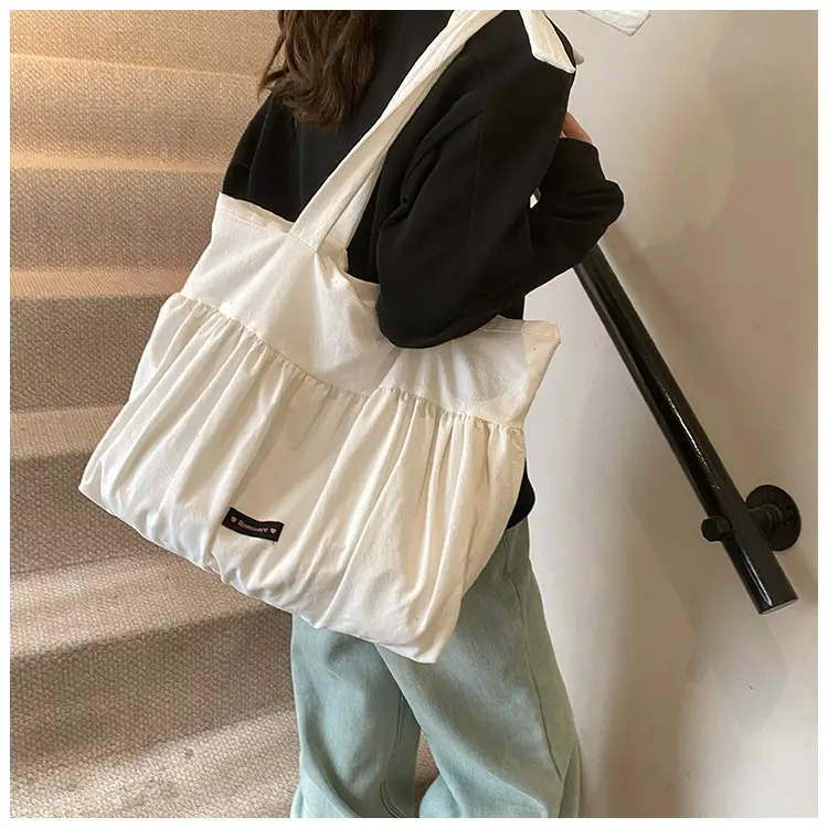 Grey Ruffled Shoulder Bag for Women Large Capacity — feature 21