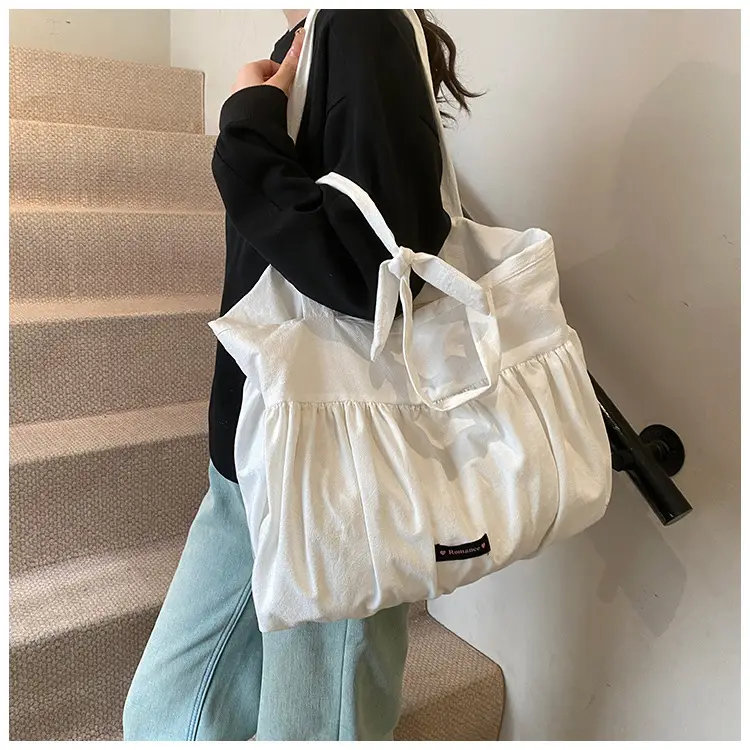 Grey Ruffled Shoulder Bag for Women Large Capacity — feature 22
