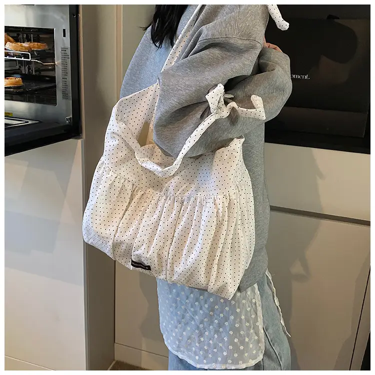 Grey Ruffled Shoulder Bag for Women Large Capacity — feature 25