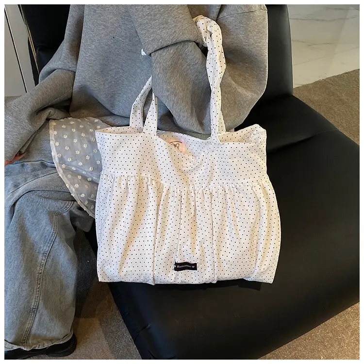 Grey Ruffled Shoulder Bag for Women Large Capacity — feature 26