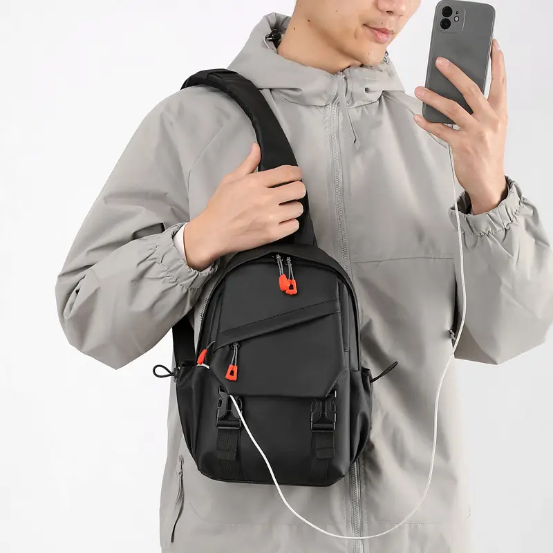 Men's Waterproof Crossbody Bag Black PU Leather Large Capacity - Image 8