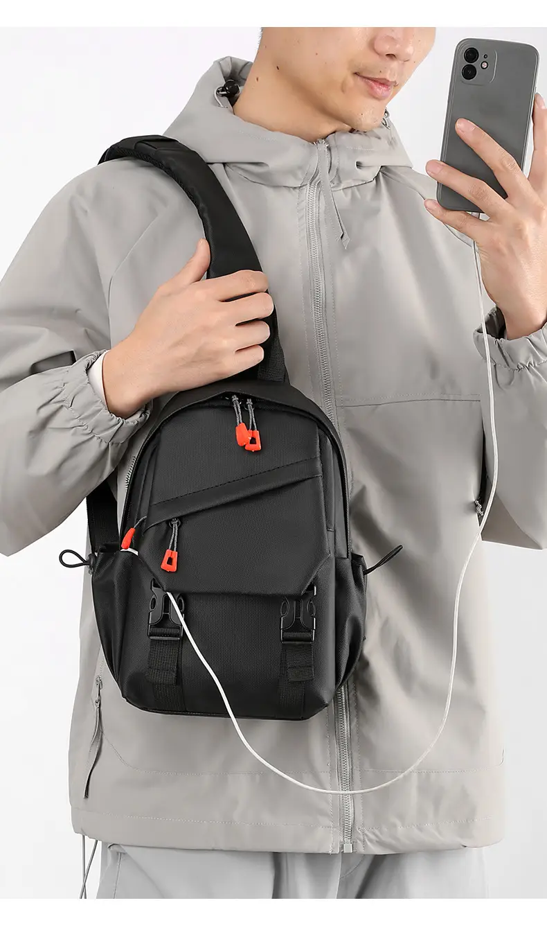 Men's Waterproof Crossbody Bag Black PU Leather Large Capacity — feature 21