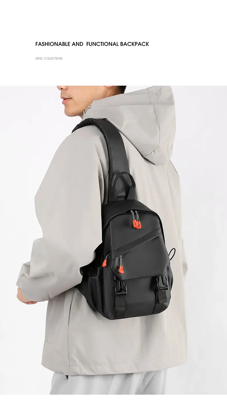 Men's Waterproof Crossbody Bag Black PU Leather Large Capacity — feature 5
