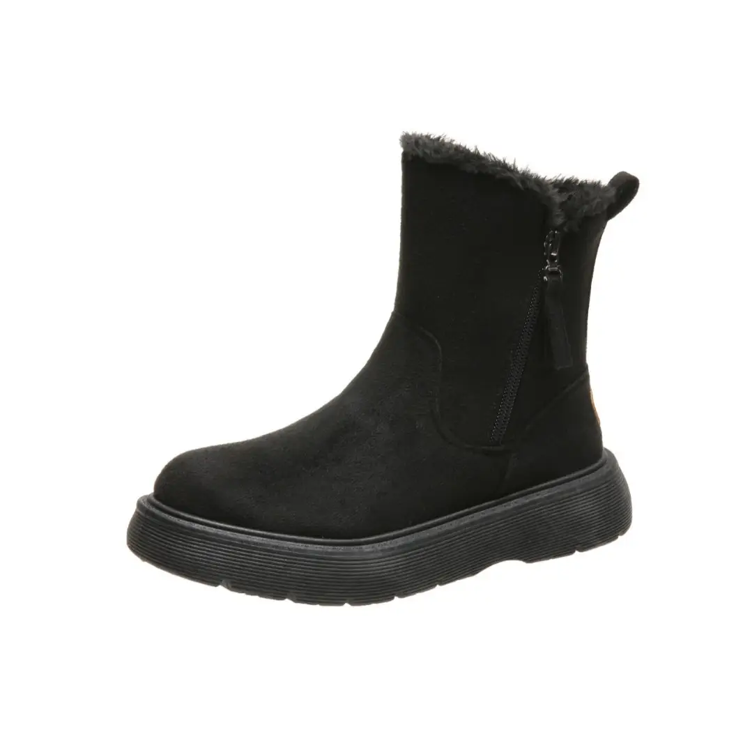 Women's Hot Snow Boots Black Fleece Lined 2025