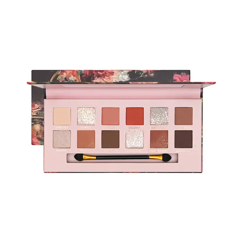 12-Color Eye Shadow Palette with Brush & Mirror - Image 5