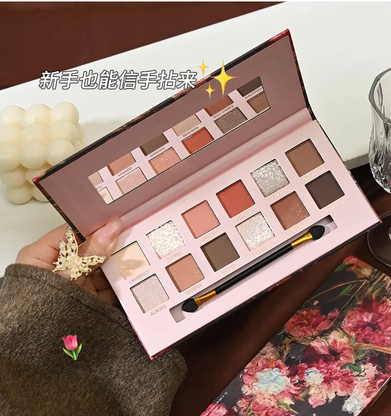 12-Color Eye Shadow Palette with Brush & Mirror — feature 17