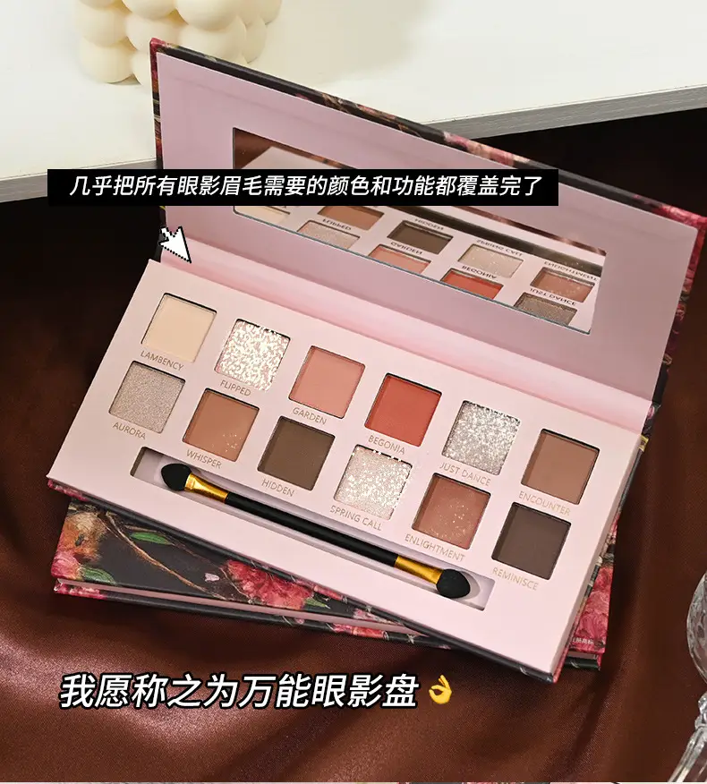 12-Color Eye Shadow Palette with Brush & Mirror — feature 9