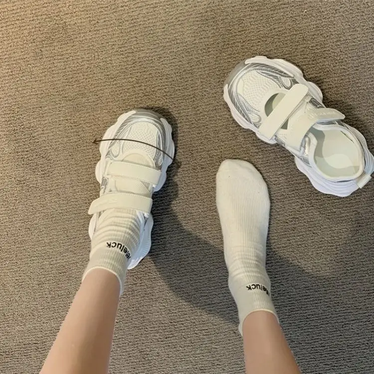 Women's White Mesh Platform Sandals 2025 Summer — feature 1