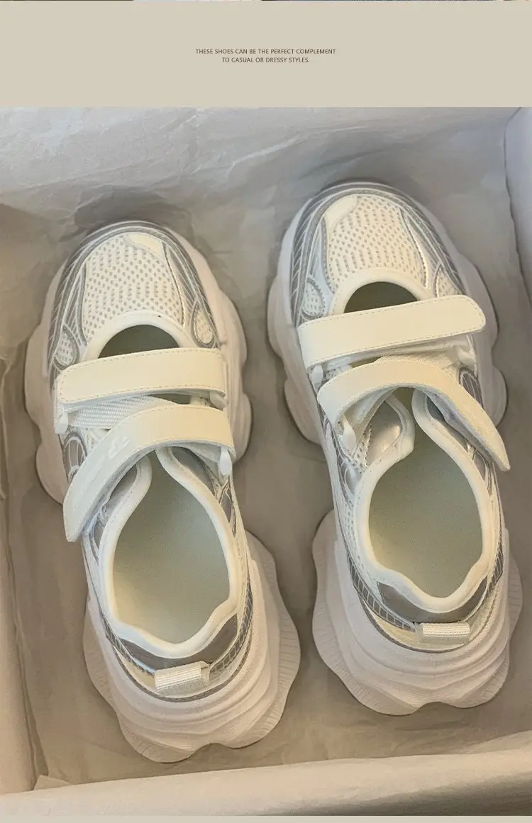 Women's White Mesh Platform Sandals 2025 Summer — feature 10