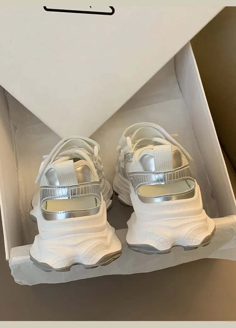 Women's White Mesh Platform Sandals 2025 Summer — feature 11