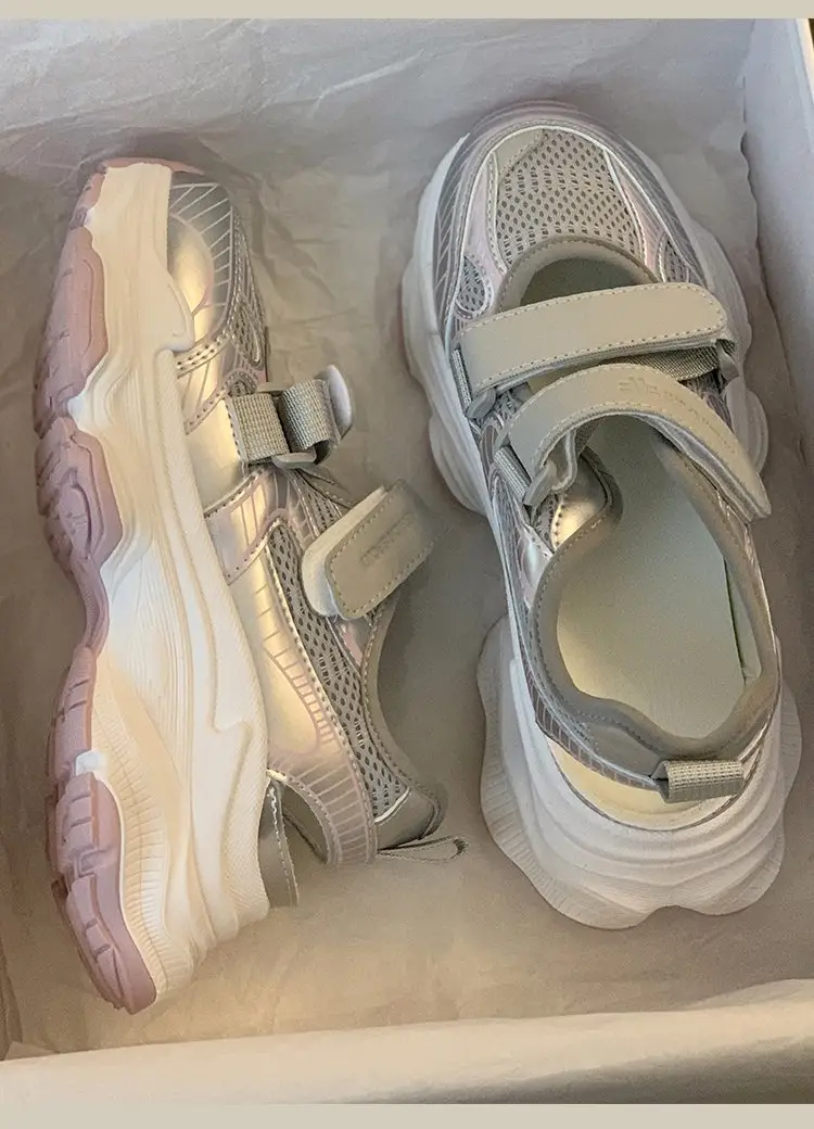 Women's White Mesh Platform Sandals 2025 Summer — feature 12