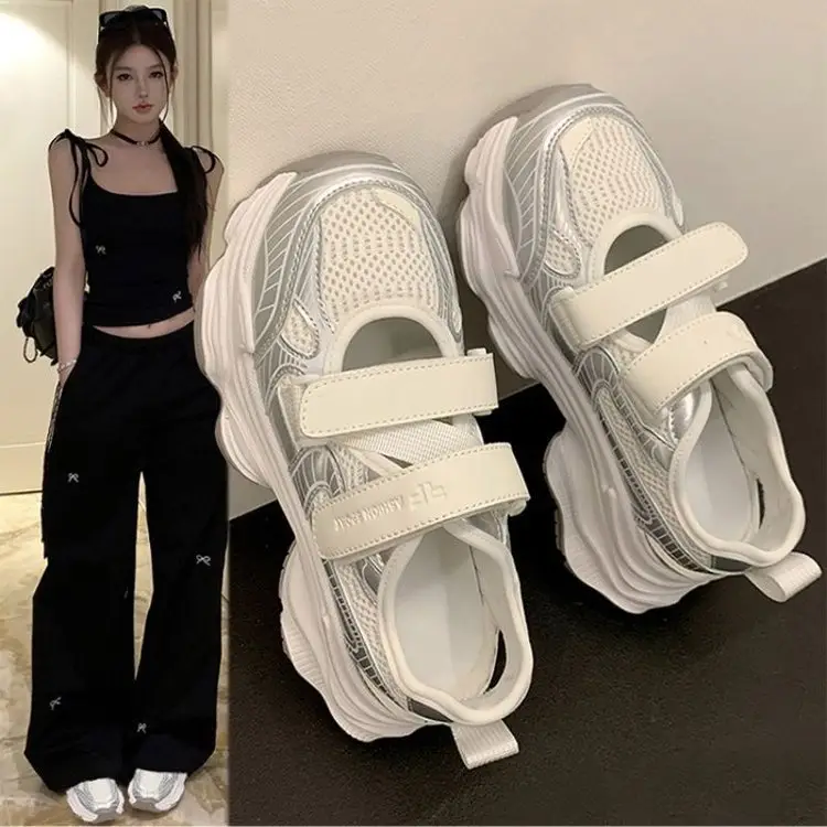 Women's White Mesh Platform Sandals 2025 Summer — feature 13