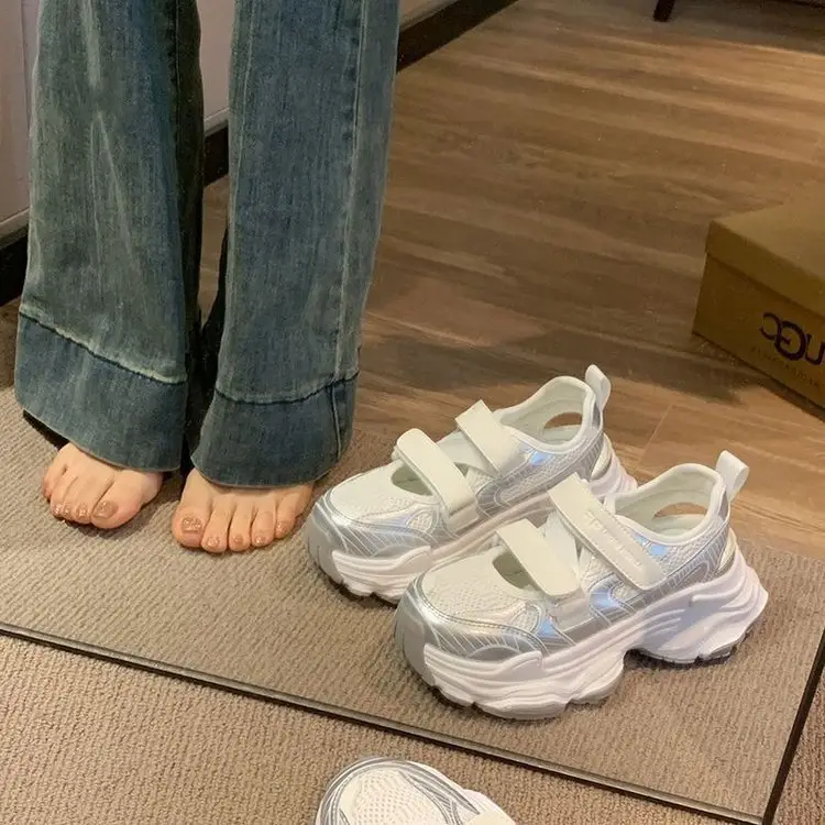 Women's White Mesh Platform Sandals 2025 Summer — feature 15