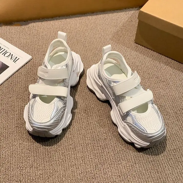 Women's White Mesh Platform Sandals 2025 Summer — feature 16