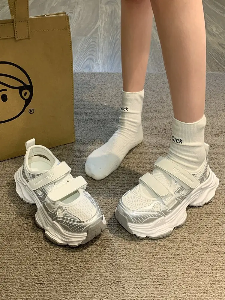 Women's White Mesh Platform Sandals 2025 Summer — feature 8