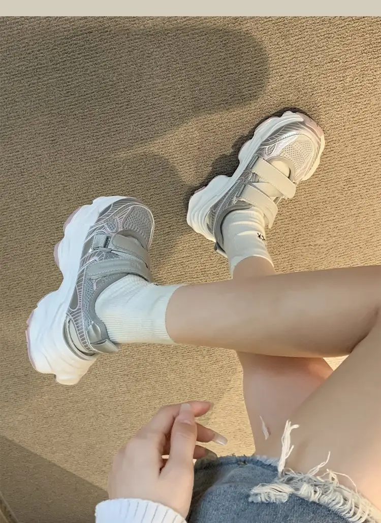 Women's White Mesh Platform Sandals 2025 Summer — feature 9