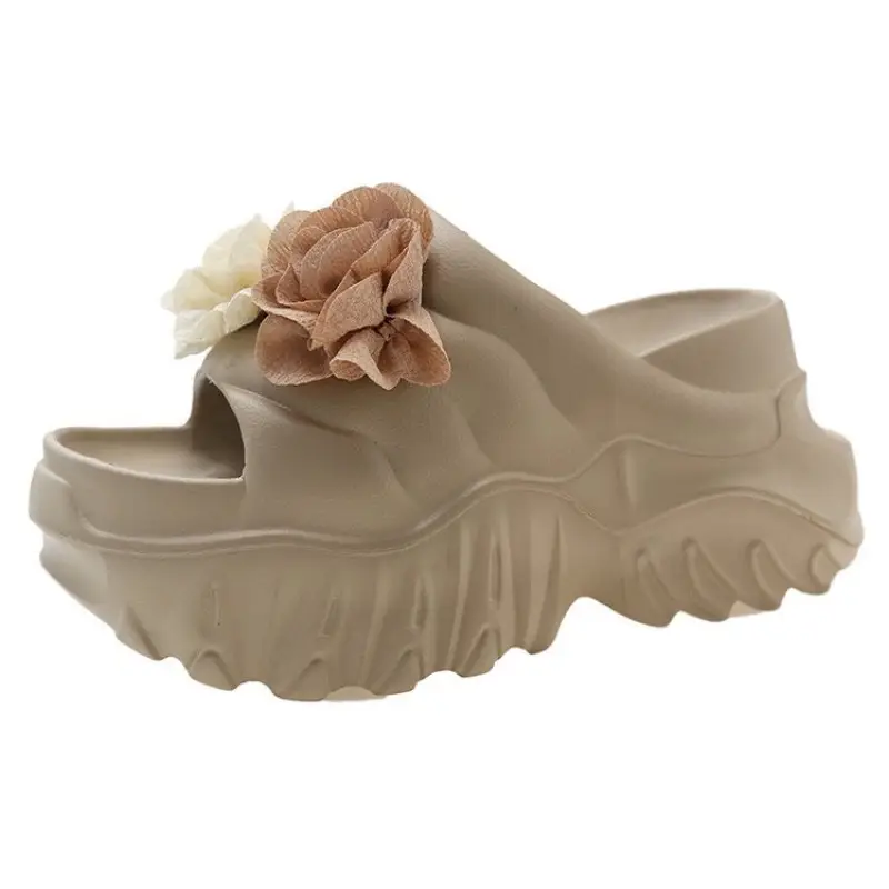 Black Floral Platform Sandals for Women Summer