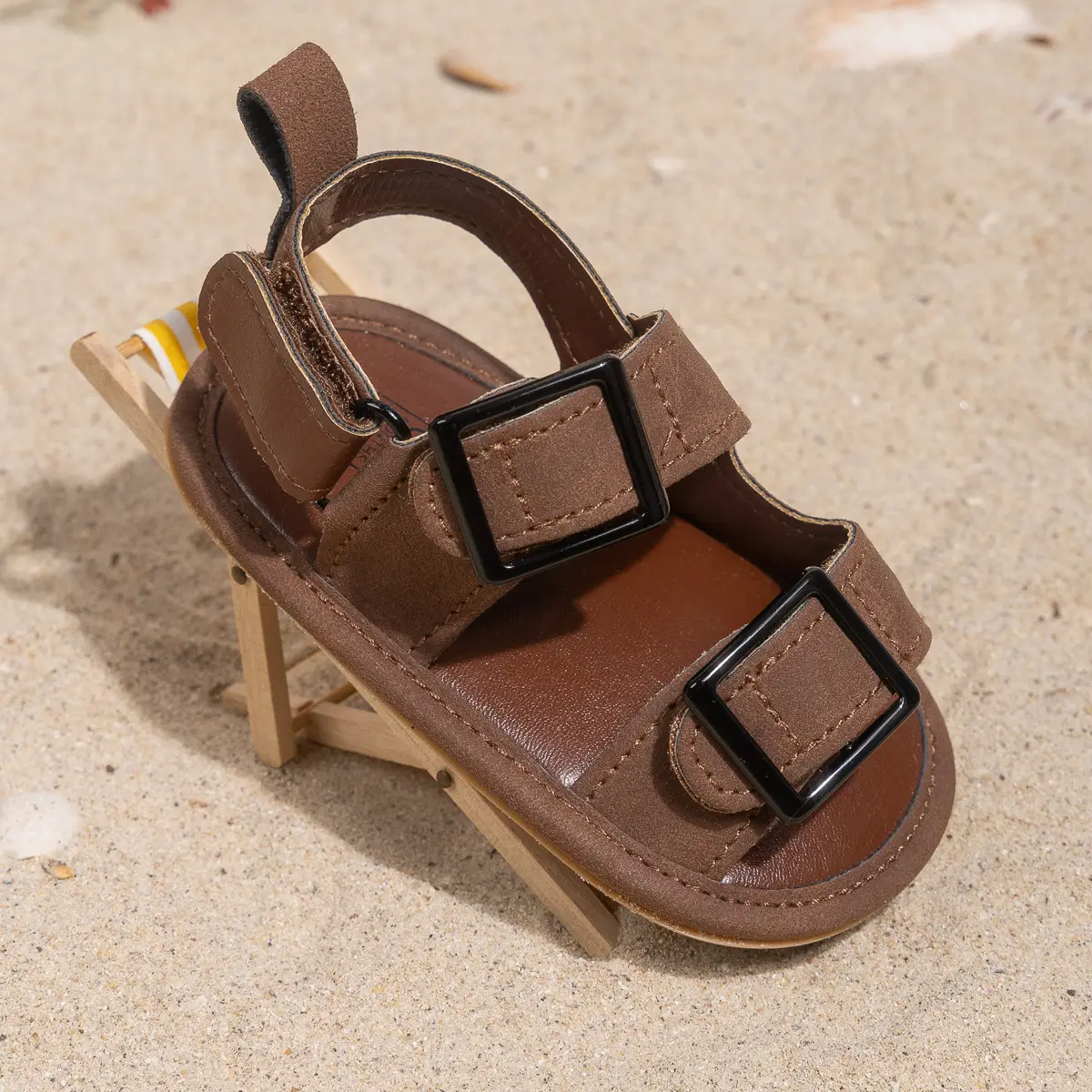 2025 Summer Baby Shoes Brown Buckle Sole