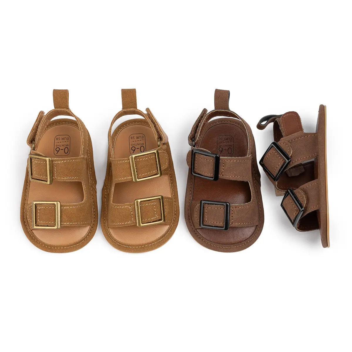 2025 Summer Baby Shoes Brown Buckle Sole