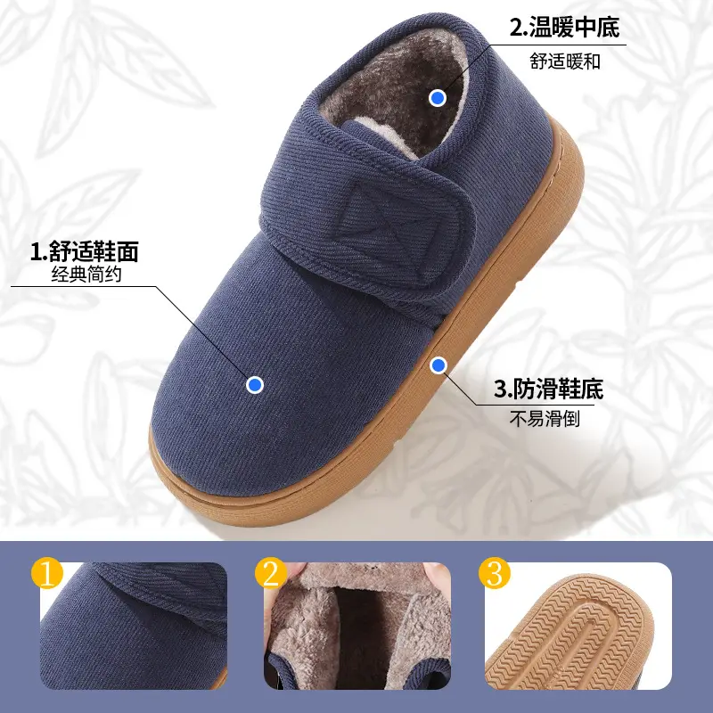 Middle-Aged and Elderly Men's Cotton Slippers, Winter 2026 New Model, Closed Heel, Non-Slip, Indoor Home Use, Fleece-Lined, Warm Cotton Shoes for Seniors - Image 9