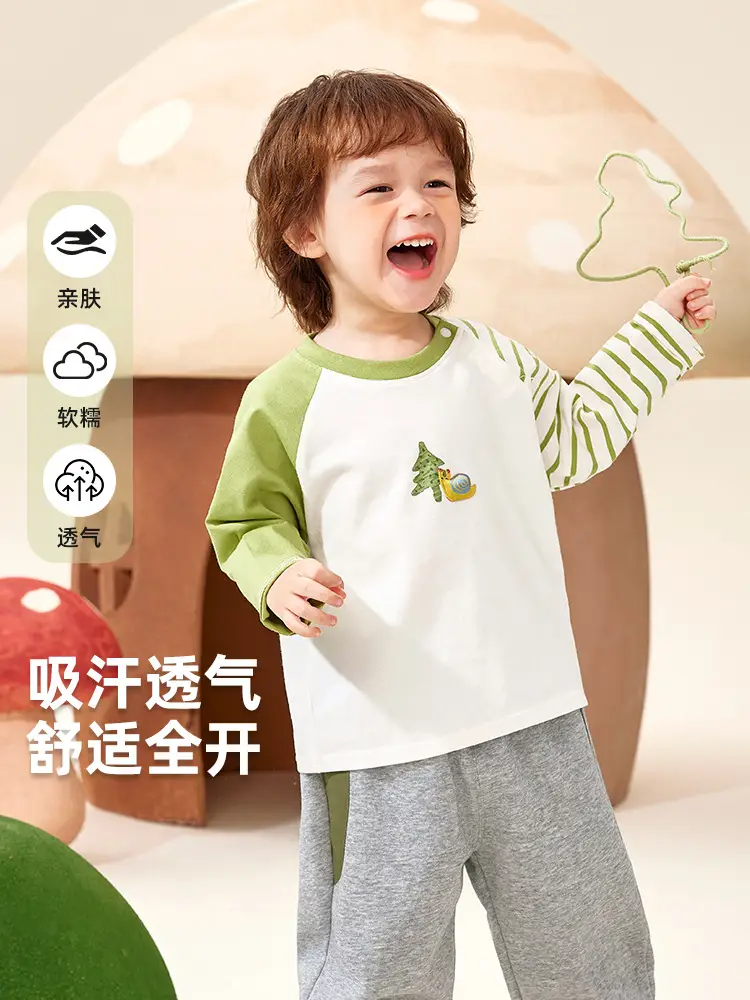Baby Long Sleeve T-Shirt Green White Spring Outfit