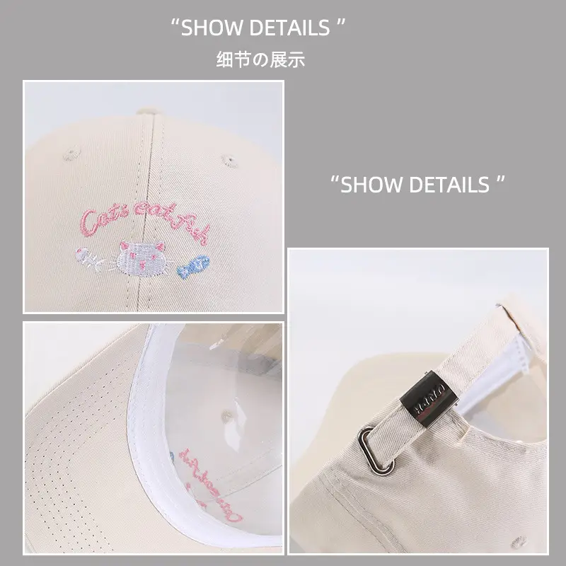 Japanese Style Kitten Embroidered Baseball Cap for Girls - Image 10