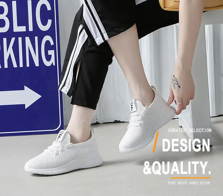 Women's Casual Sneakers, Fashionable Korean Style Breathable Running Shoes, High Heels, Mesh Fabric, Comfortable, Foreign Trade Wholesale — feature 1