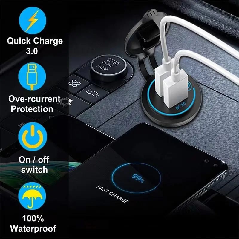 45W Motorcycle Car Charger Waterproof Dual USB — feature 4