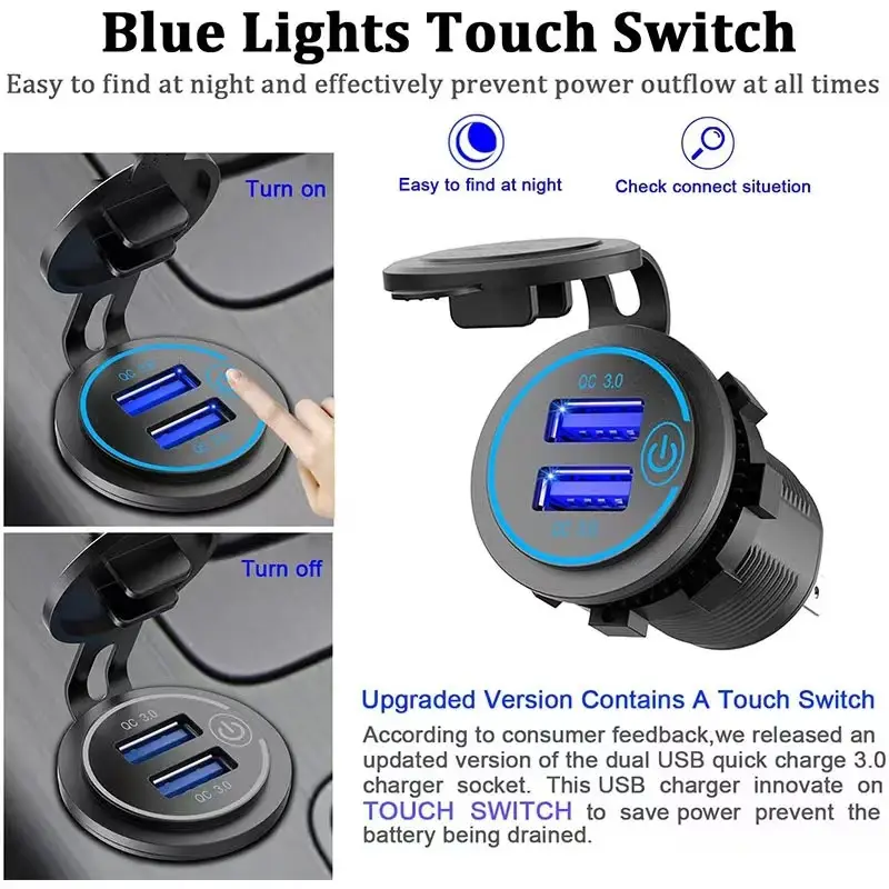 45W Motorcycle Car Charger Waterproof Dual USB — feature 7