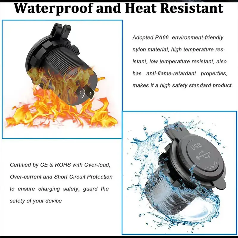 45W Motorcycle Car Charger Waterproof Dual USB — feature 9