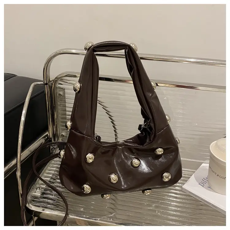 Black Rivet Shoulder Bag for Women 2025 Large Capacity — feature 14
