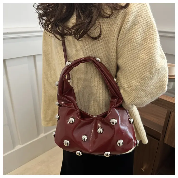 Black Rivet Shoulder Bag for Women 2025 Large Capacity — feature 19