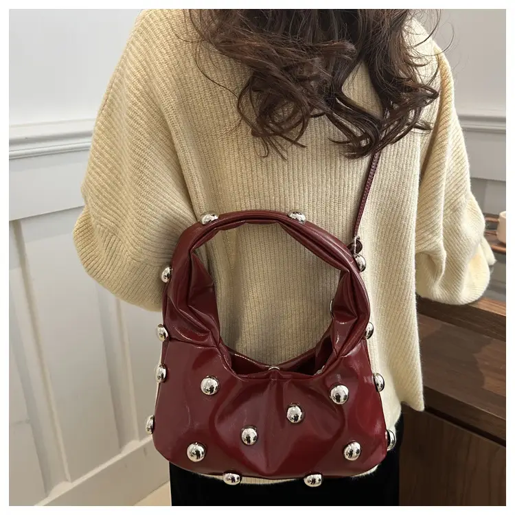 Black Rivet Shoulder Bag for Women 2025 Large Capacity — feature 20