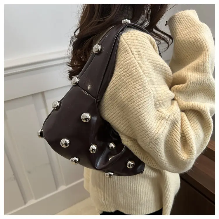 Black Rivet Shoulder Bag for Women 2025 Large Capacity — feature 21