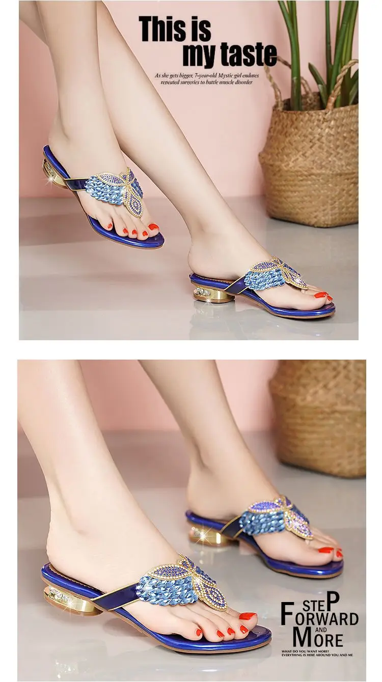 Rhinestone Slippers Women's Summer New Style Outer Wear Flat Bohemian Beach Shoes Seaside Holiday Clip Sandals Women's Half Shoe — feature 16