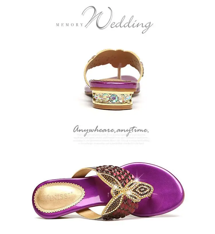 Rhinestone Slippers Women's Summer New Style Outer Wear Flat Bohemian Beach Shoes Seaside Holiday Clip Sandals Women's Half Shoe — feature 23
