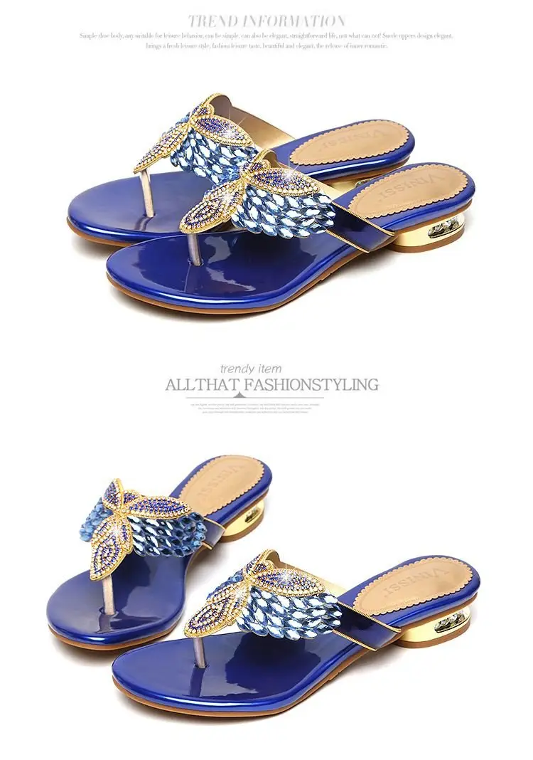 Rhinestone Slippers Women's Summer New Style Outer Wear Flat Bohemian Beach Shoes Seaside Holiday Clip Sandals Women's Half Shoe — feature 25
