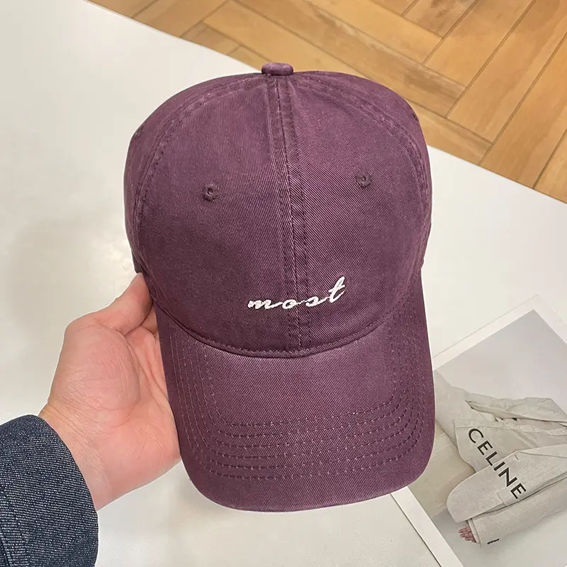 Purple Embroidered Baseball Cap for Kids Spring Summer