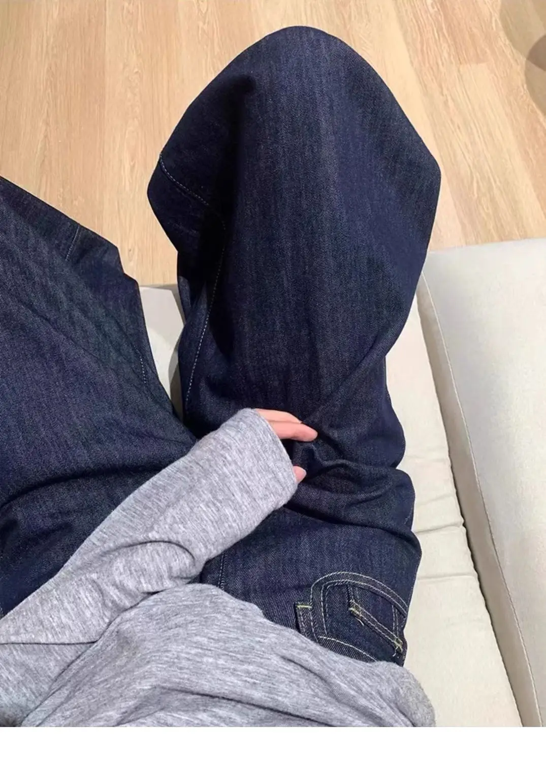 2025 Women Dark Blue Wide Leg Pants High Waist Denim — feature 4